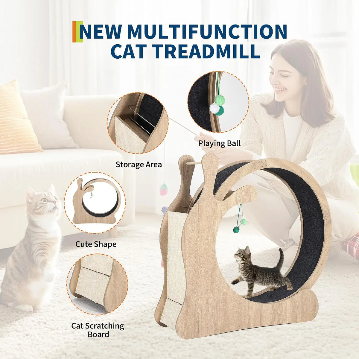 Garvee Cat Treadmill Running Wheel Litter Box Climbing Frame