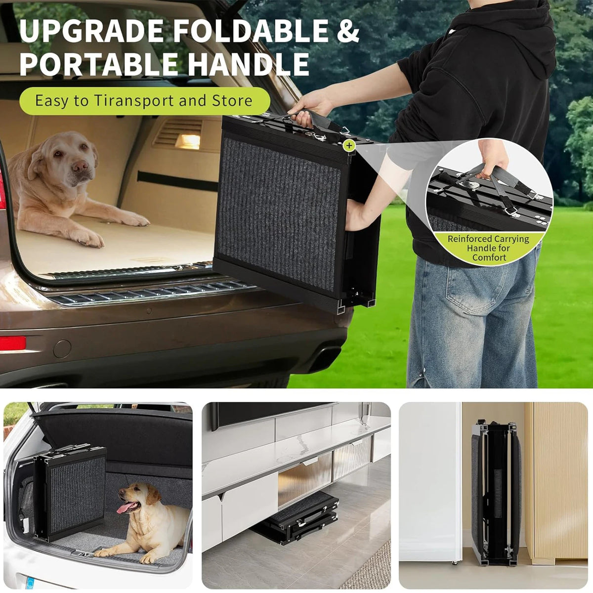HiMISS Folding Dog Car Ramp Non Slip Heavy Duty Portable