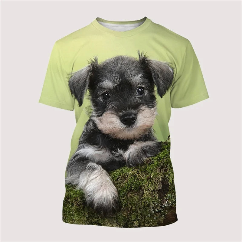 Schnauzer Dog Graphic T Shirt For Men 3D Print Streetwear