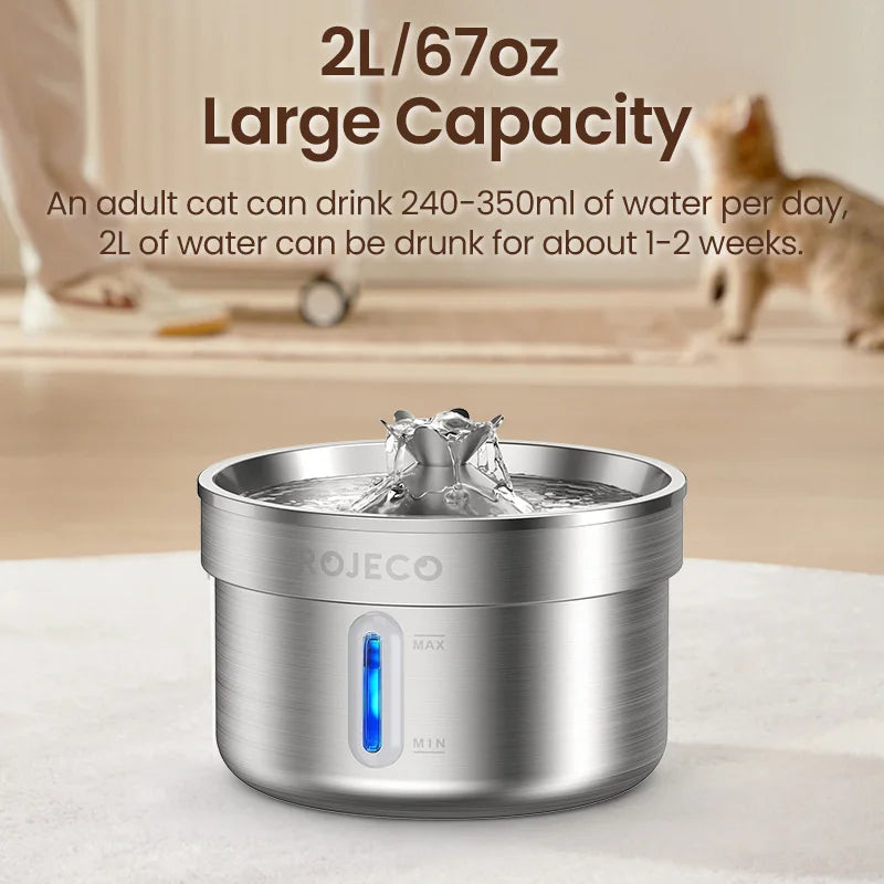 ROJECO Stainless Steel Automatic Pet Water Fountain Filters