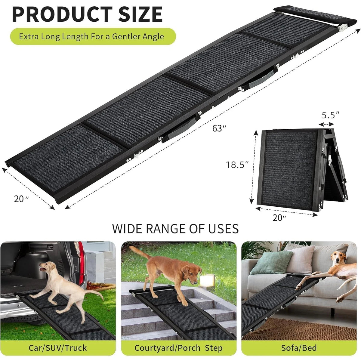HiMISS Folding Dog Car Ramp Non Slip Heavy Duty Portable