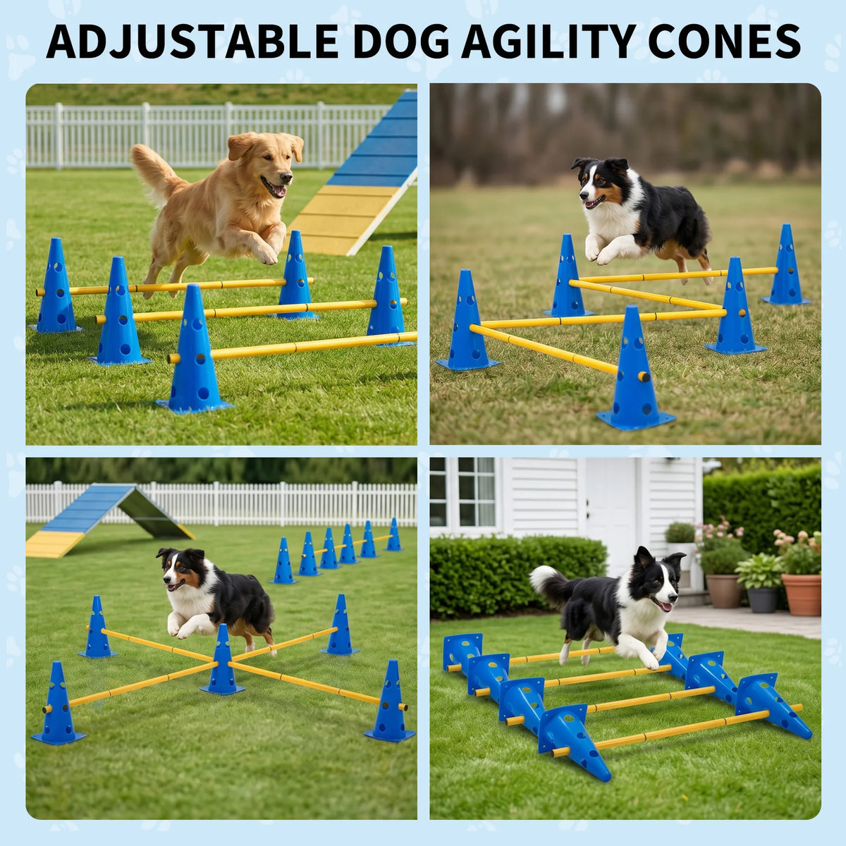 Dog Agility Training Set With Adjustable Hurdles And Training Cones