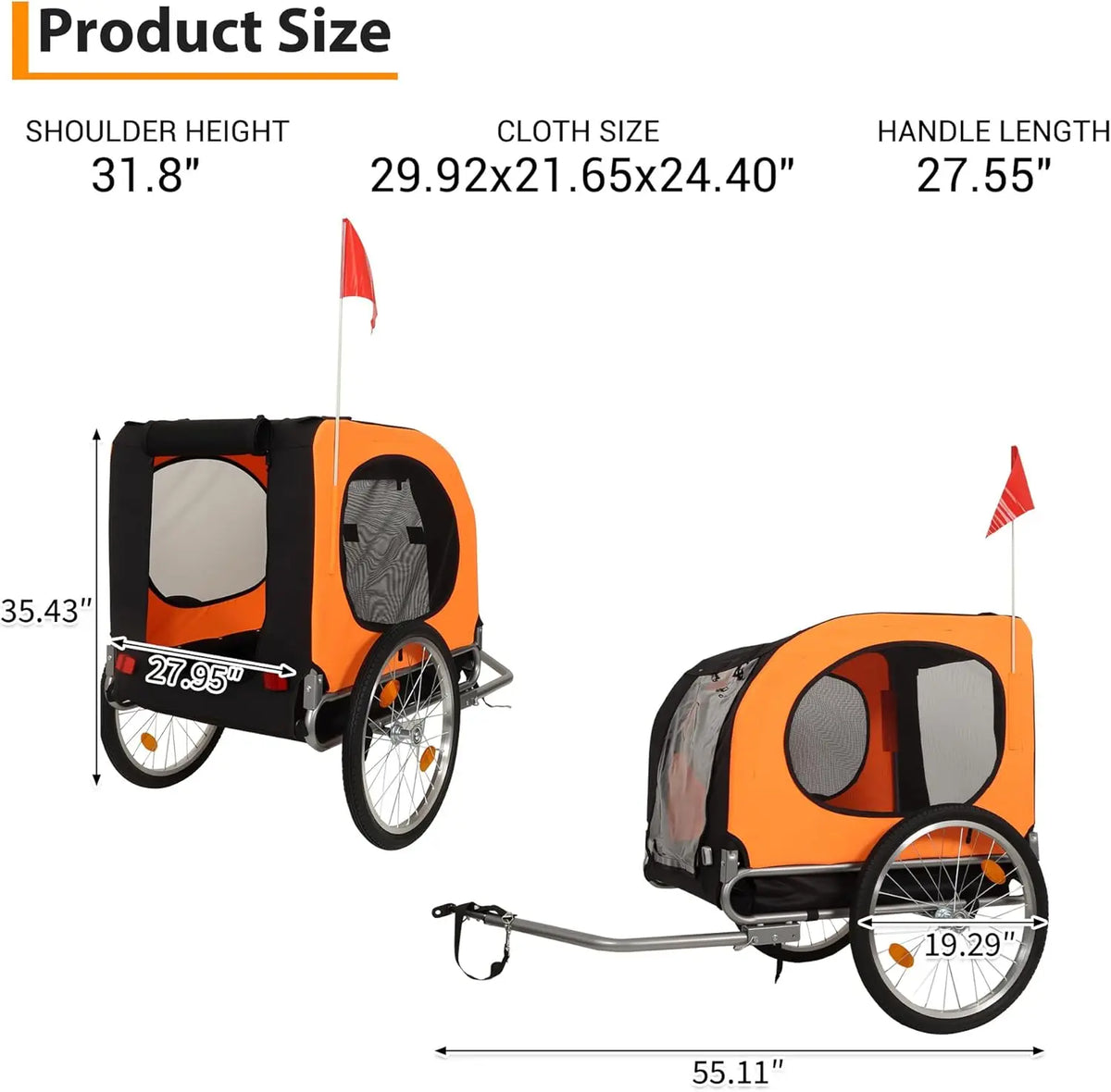 Twister.Ck Premium Foldable Dog Bike Trailer With Quick Release Wheels