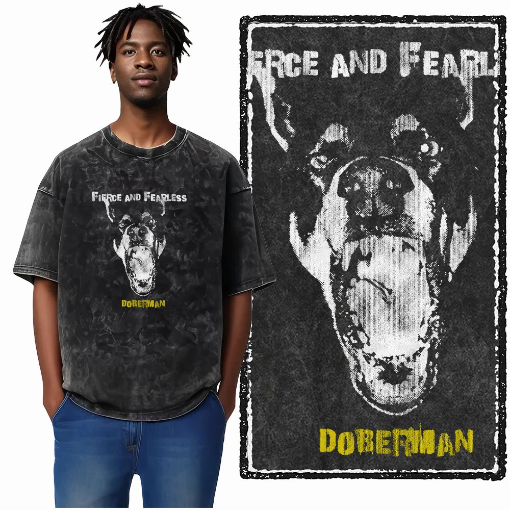 The Coolmind Doberman Graphic Printed Cotton Unisex Streetwear T Shirt