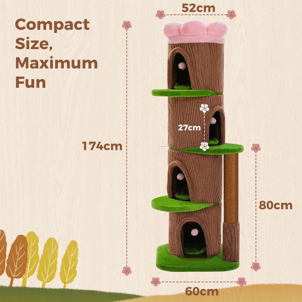 PAWZ Road Luxury Indoor Cat Tower Featuring Plush Condos