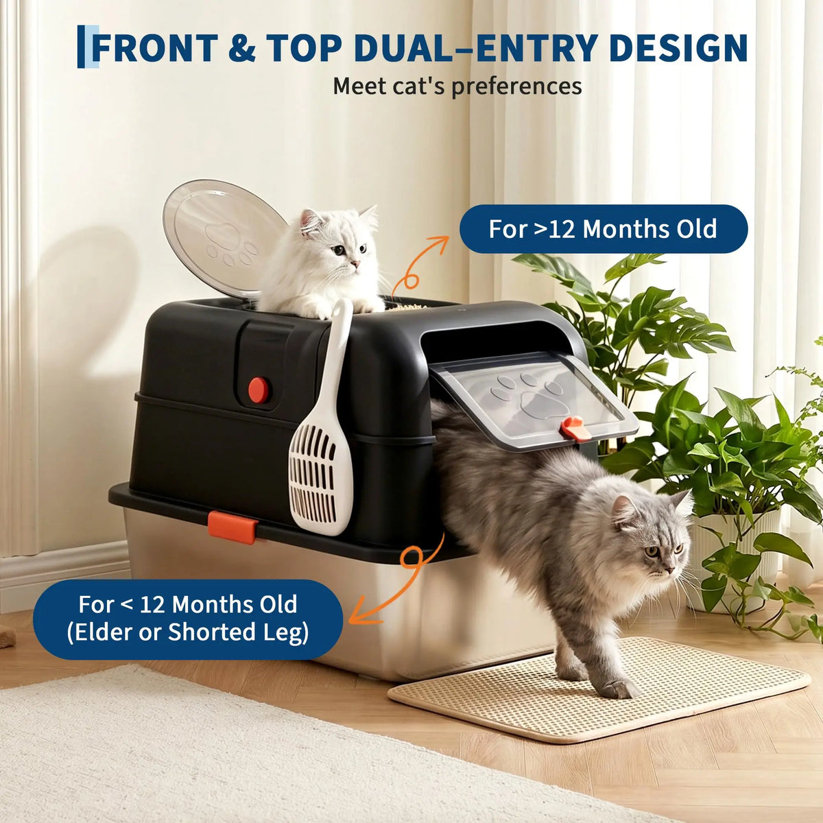 Studyset Enclosed Stainless Steel Litter Box With Lid And Scoop