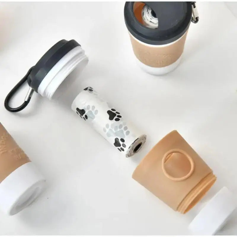 Portable Dog Waste Bag Dispenser Coffee Cup Design Outdoor Walking