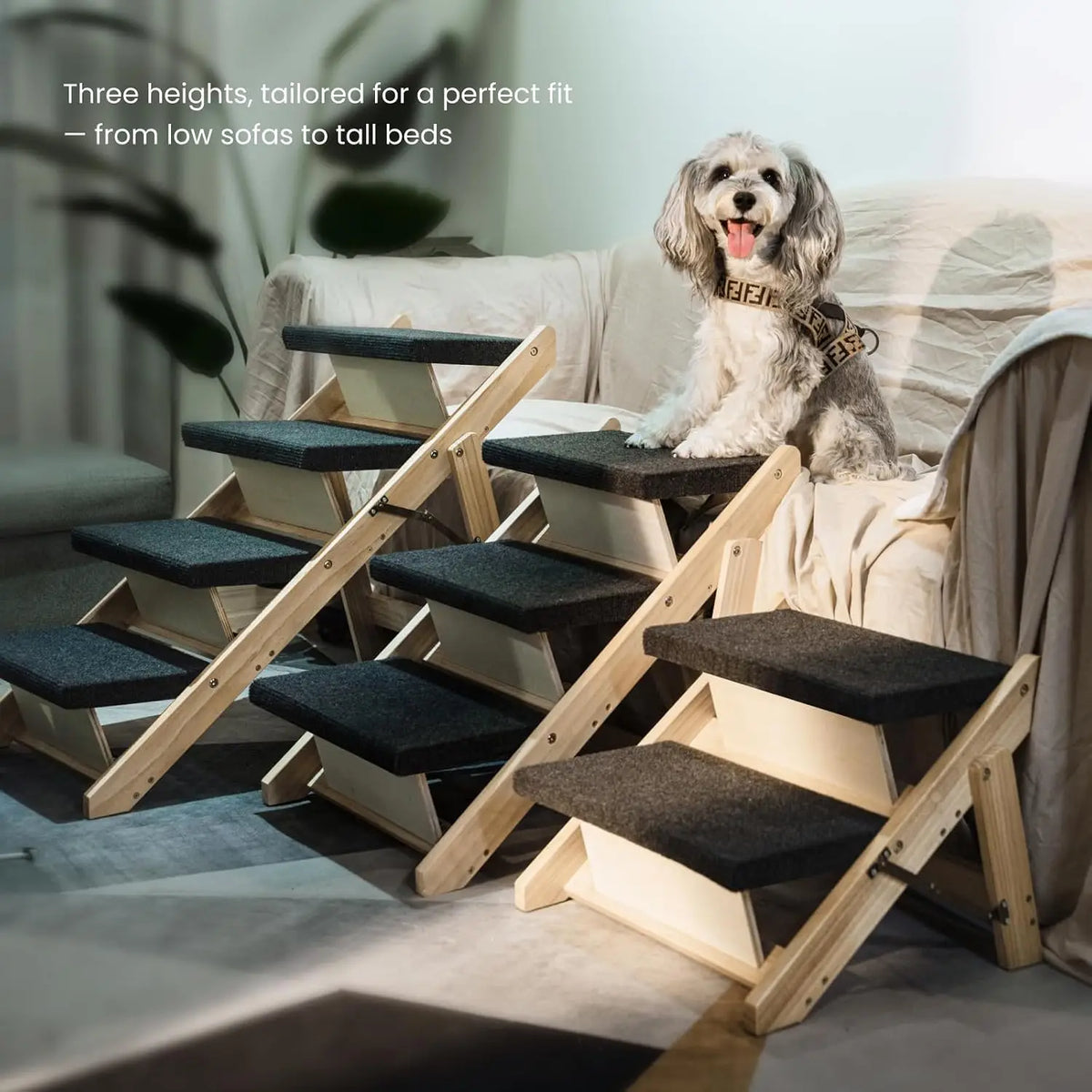 Foldable Wood Pet Stairs Ramp For Dogs Portable Bed Ladder