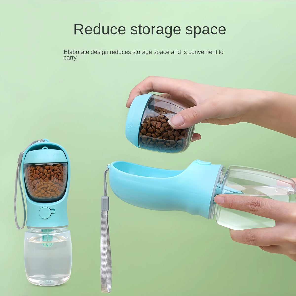 Portable Dog And Cat Water Bottle With Food Storage Feeder