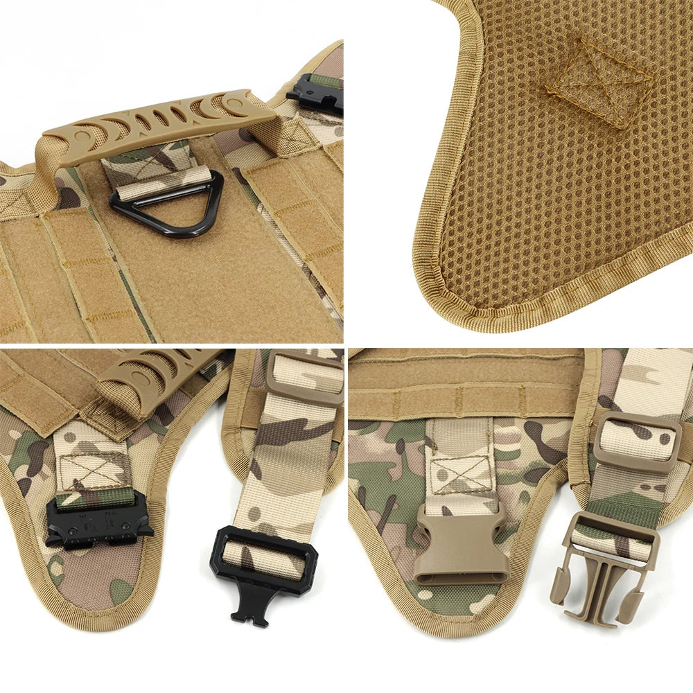 Padded Tactical Dog Harness Leash Set With Quick Release Handle