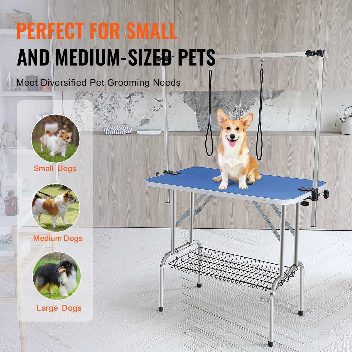 SucceBuy Foldable Pet Grooming Table With Clamp And Loop