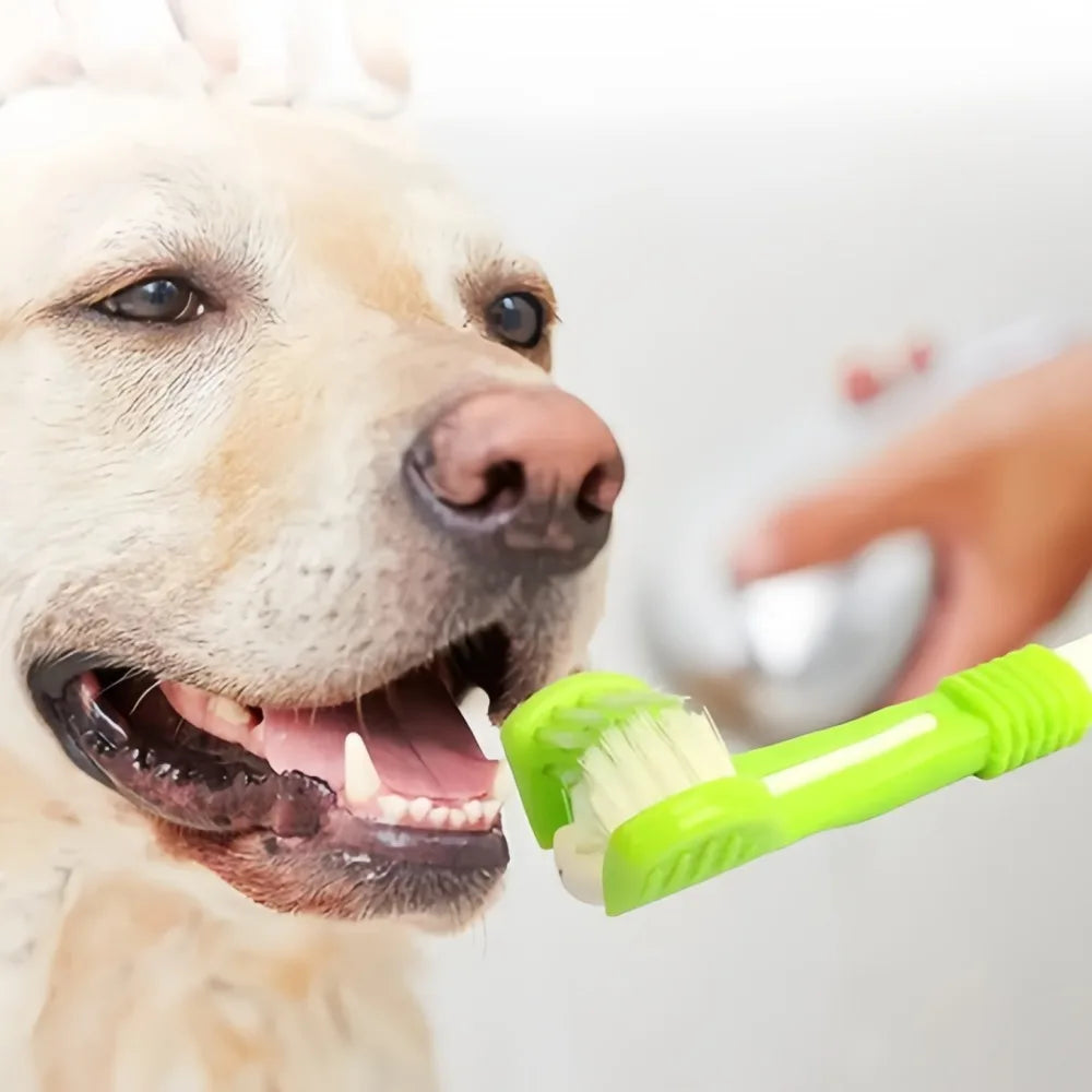 Triple Sided Pet Toothbrush For Dogs And Cats Dental Cleaner