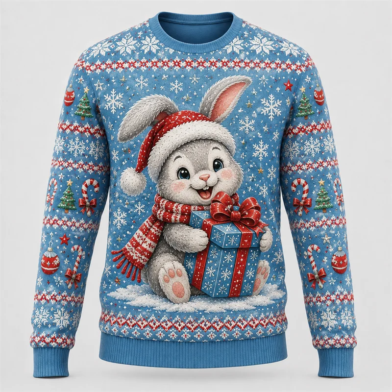 Cute Animal Christmas Graphic Sweatshirt For Unisex Holiday Wear