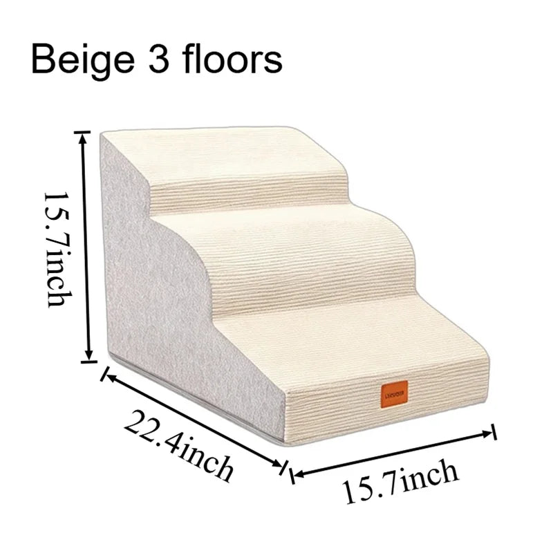 Foam Dog Stairs With Washable Cover For Beds And Sofas