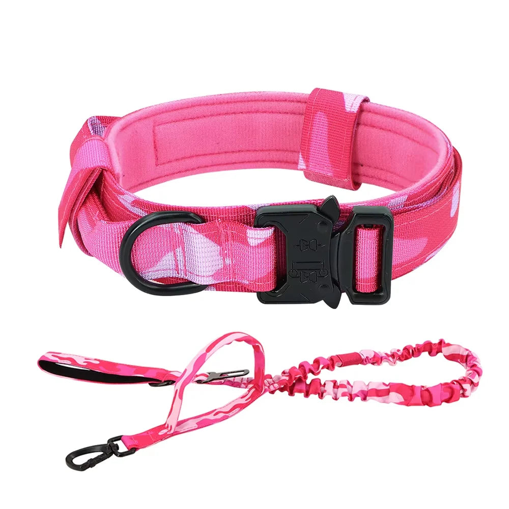Adjustable Nylon Tactical Dog Collar And Leash Set
