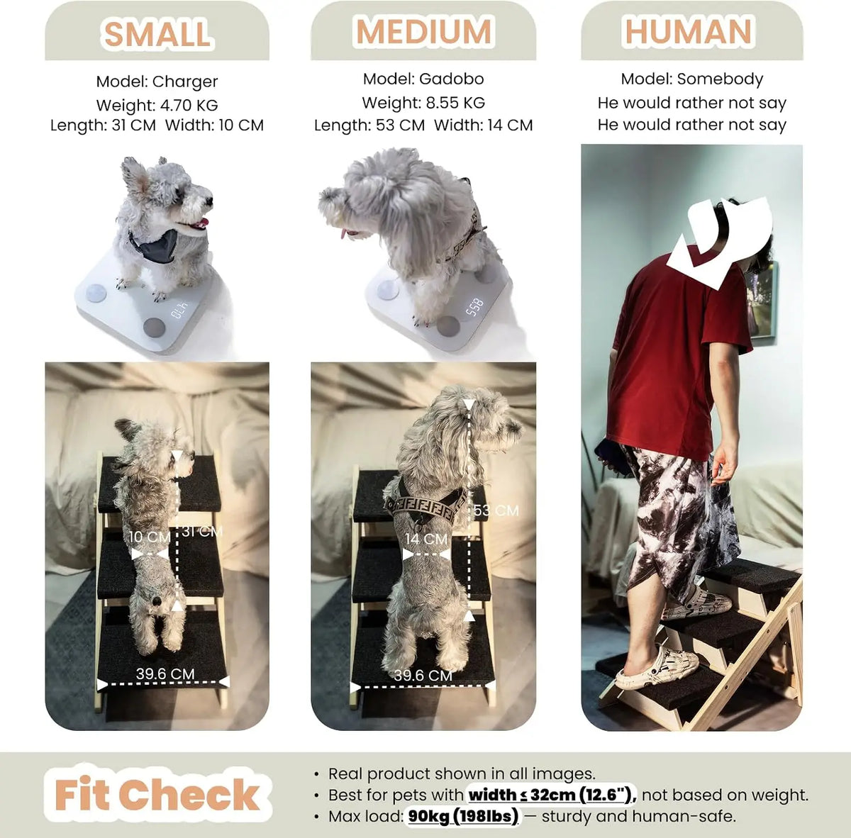 Foldable Wood Pet Stairs Ramp For Dogs Portable Bed Ladder