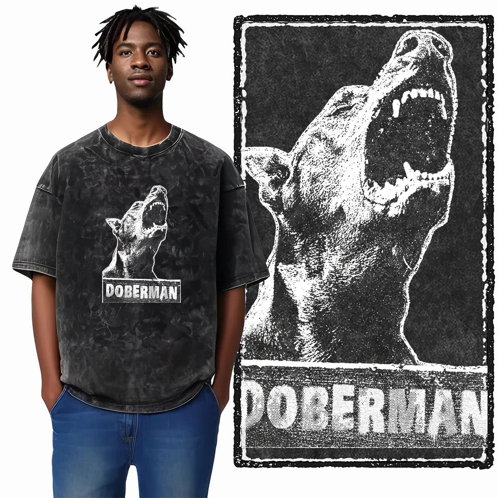 The Coolmind Doberman Graphic Printed Cotton Unisex Streetwear T Shirt