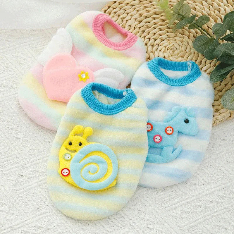 Warm Fleece Dog Sweater With Cute Print Pet Apparel