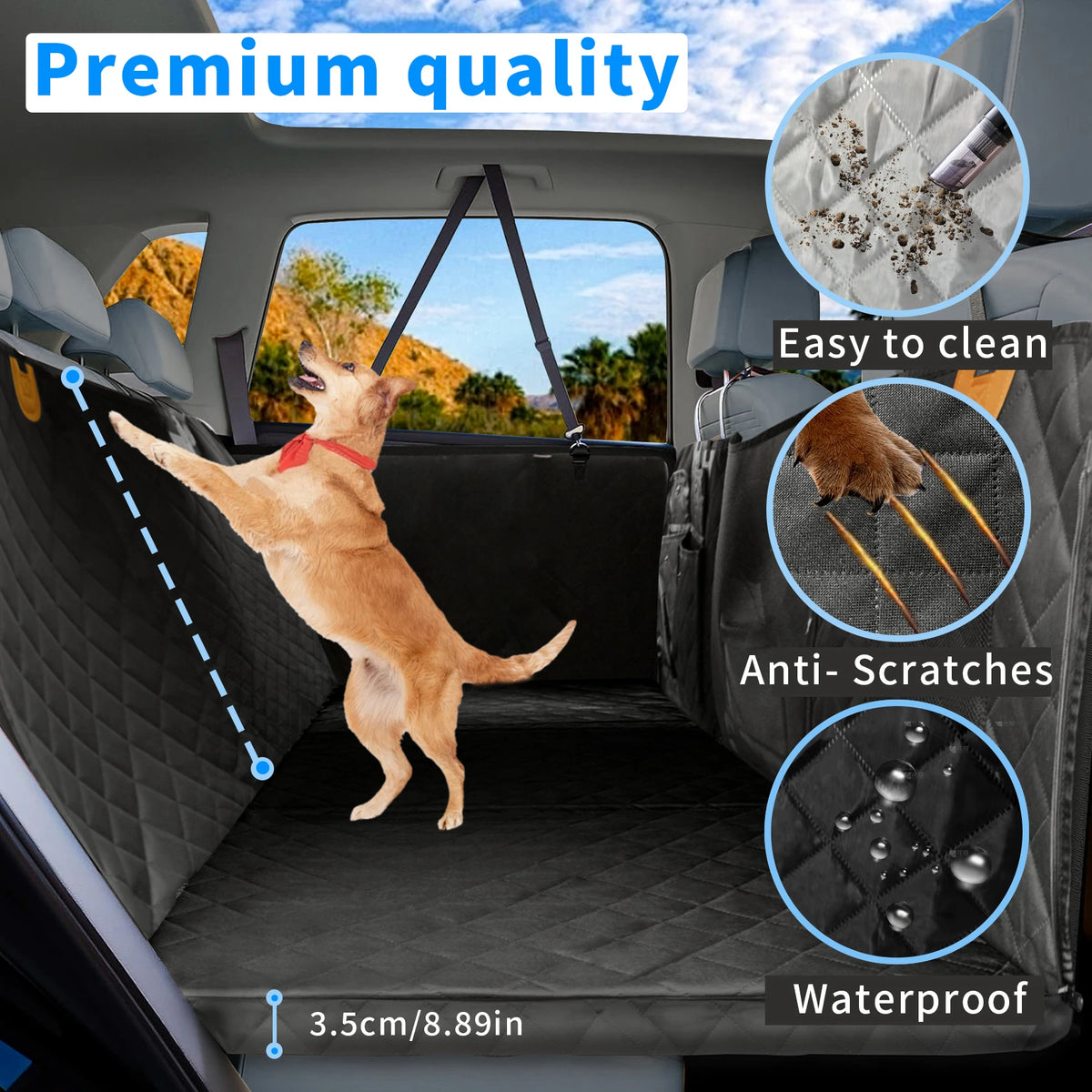 Borwart Waterproof Dog Car Seat Cover Back Seat Hammock Storage