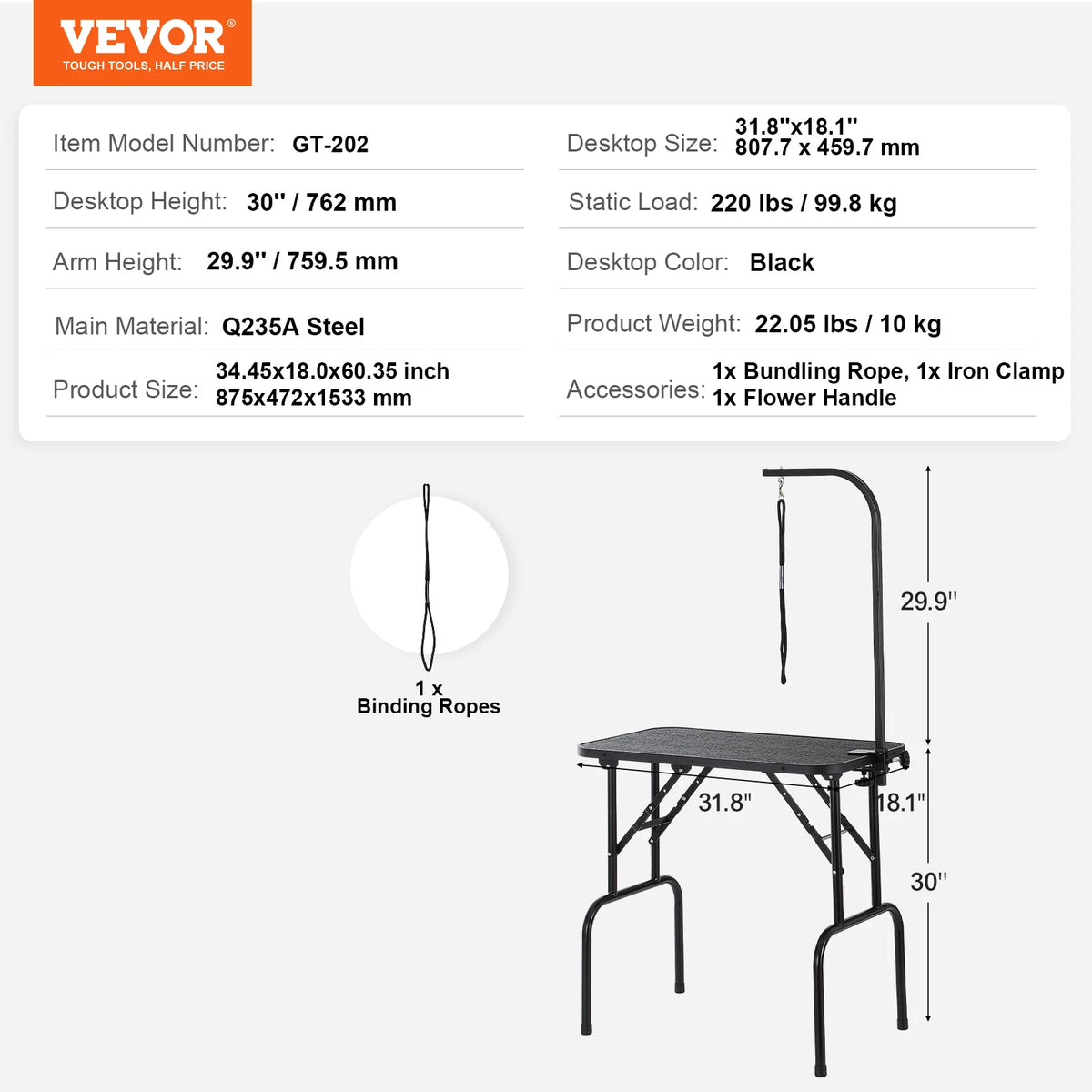 SucceBuy Foldable Pet Grooming Table With Clamp And Loop