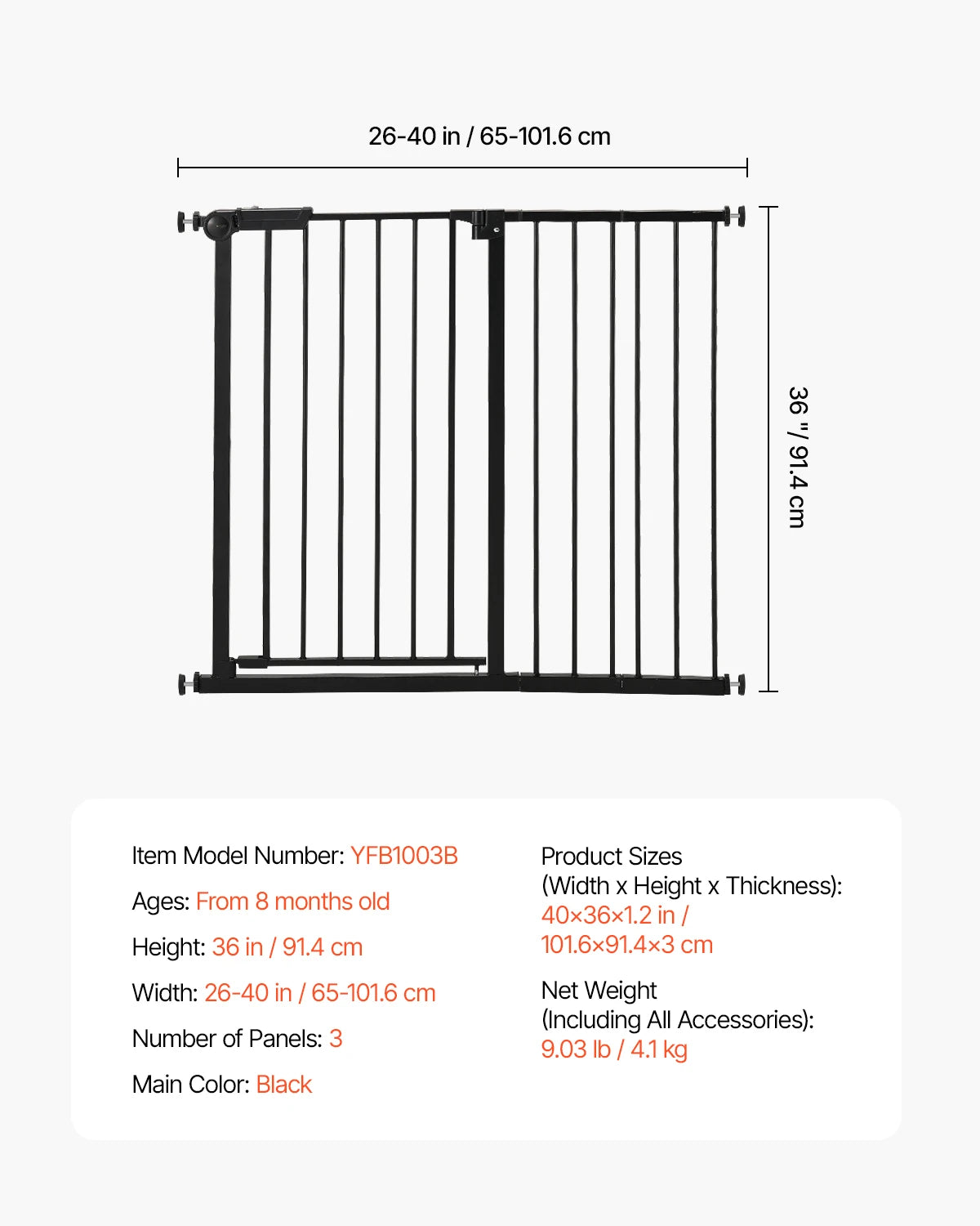 SucceBuy Baby Gate Walk Thru With Pressure Mount Barrier