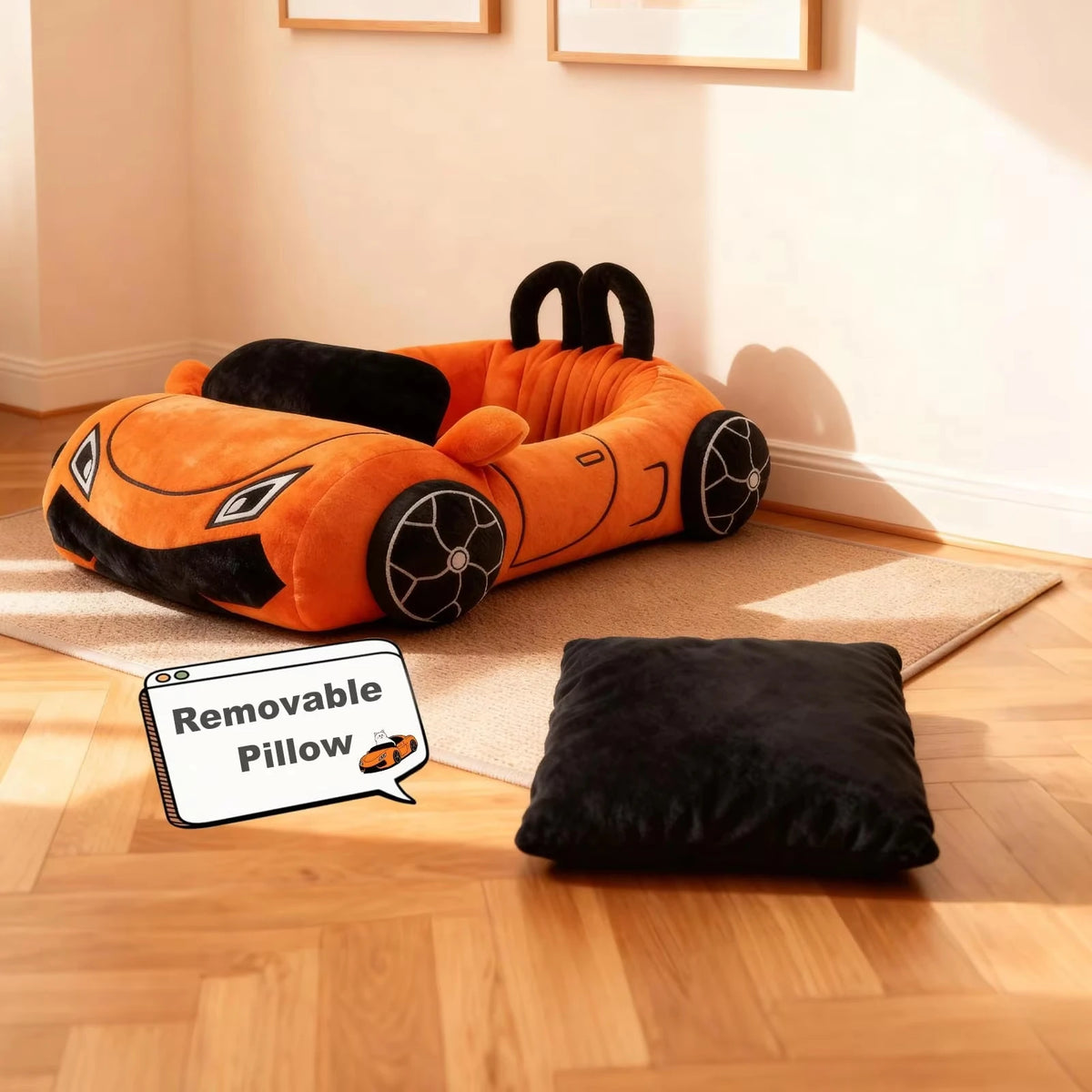 CWV Supercar Cat Bed Soft Cozy Washable Coral Fleece