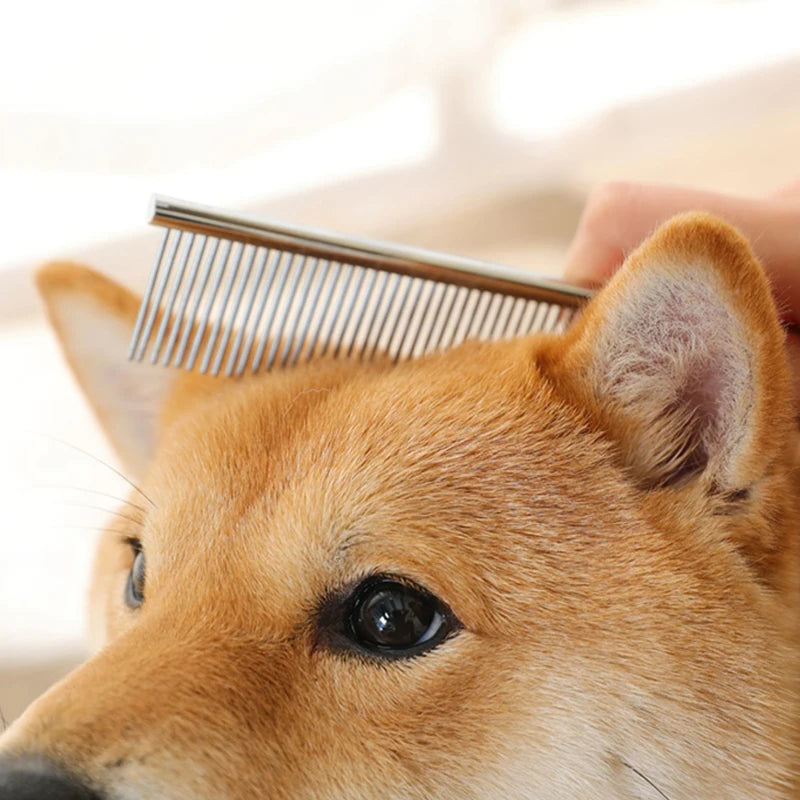 Premium Stainless Steel Grooming Comb for Thick Pet Fur Removal