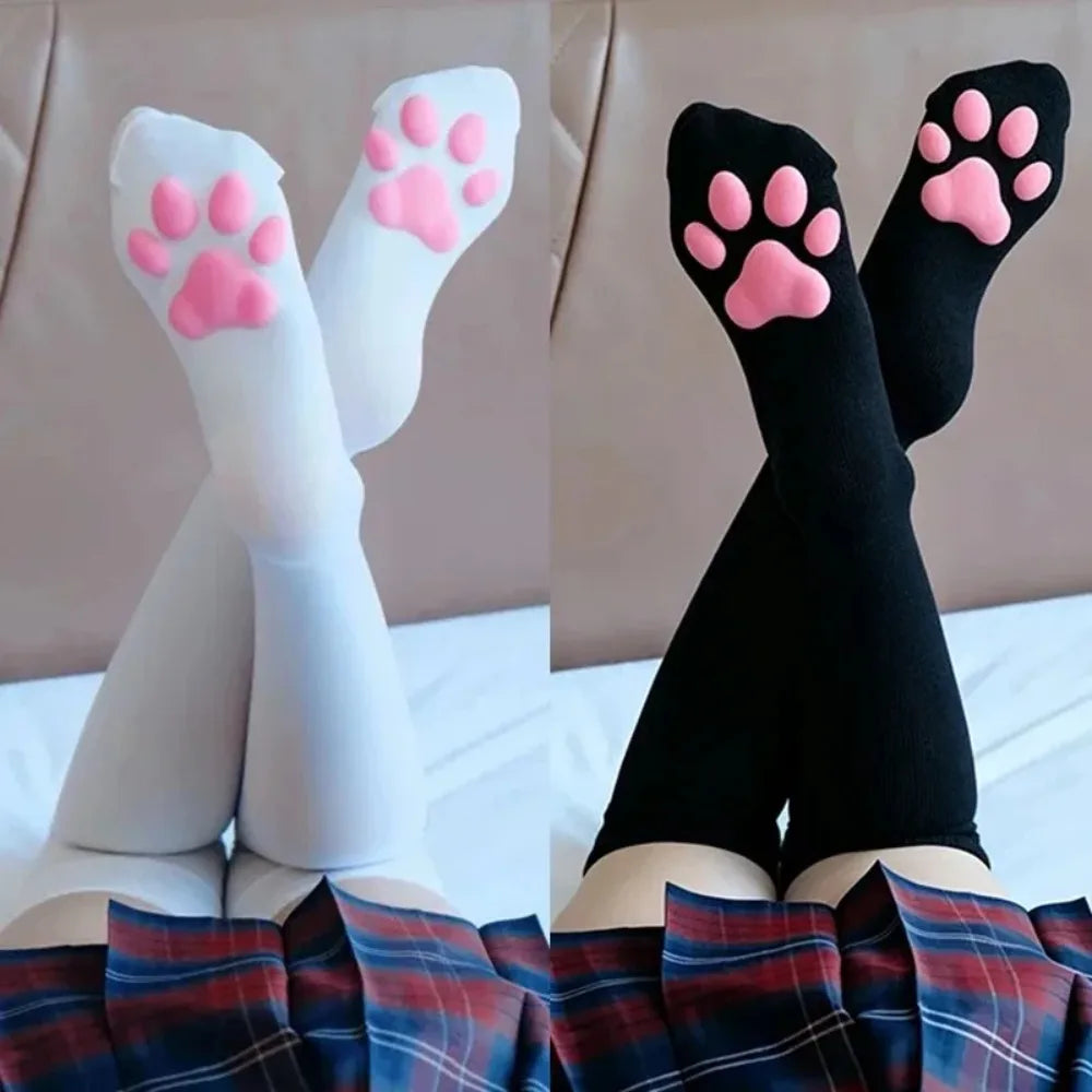 3D Cat Paw Knee Length Socks Cute Novelty Home Wear Socks