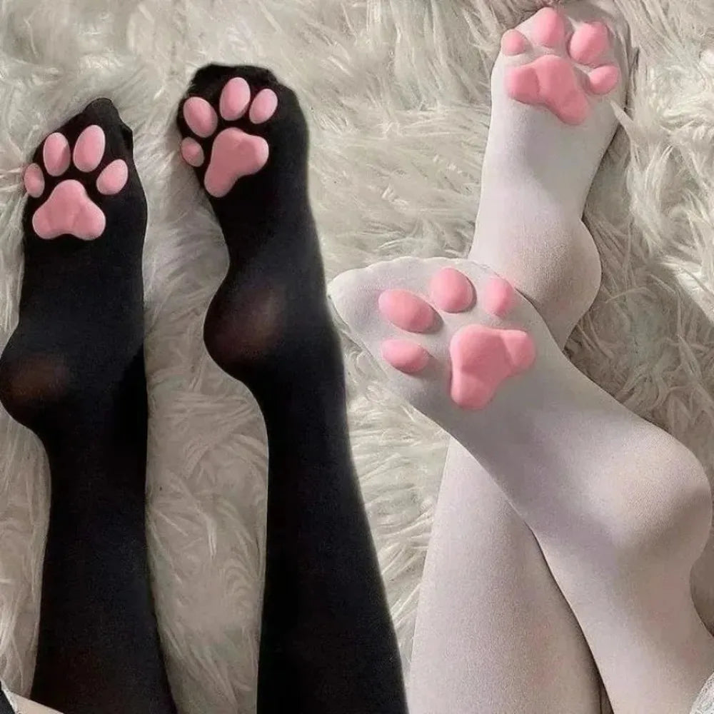 3D Cat Paw Knee Length Socks Cute Novelty Home Wear Socks