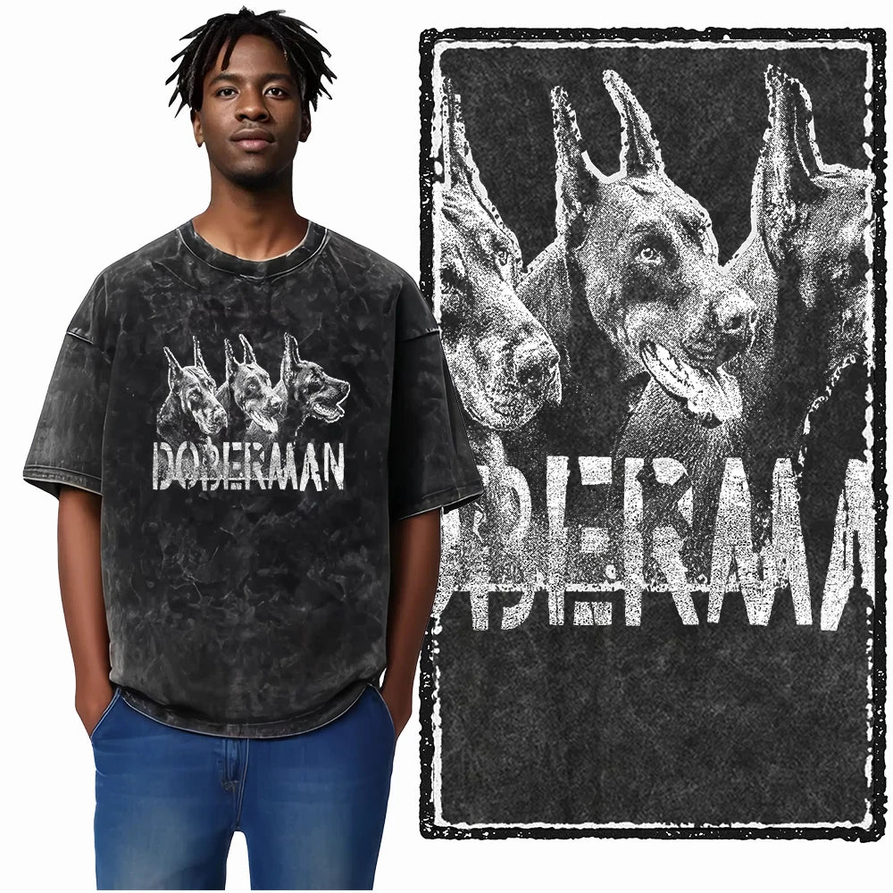 The Coolmind Doberman Graphic Printed Cotton Unisex Streetwear T Shirt