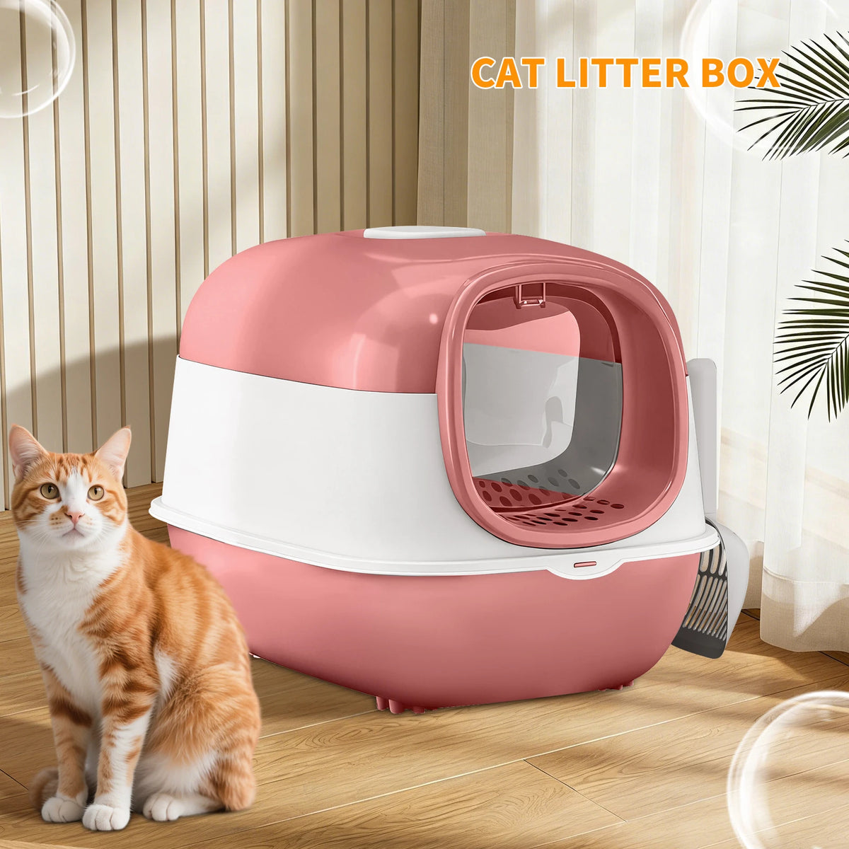 Switchable Open Semi Enclosed Cat Litter Box Splash Proof Design