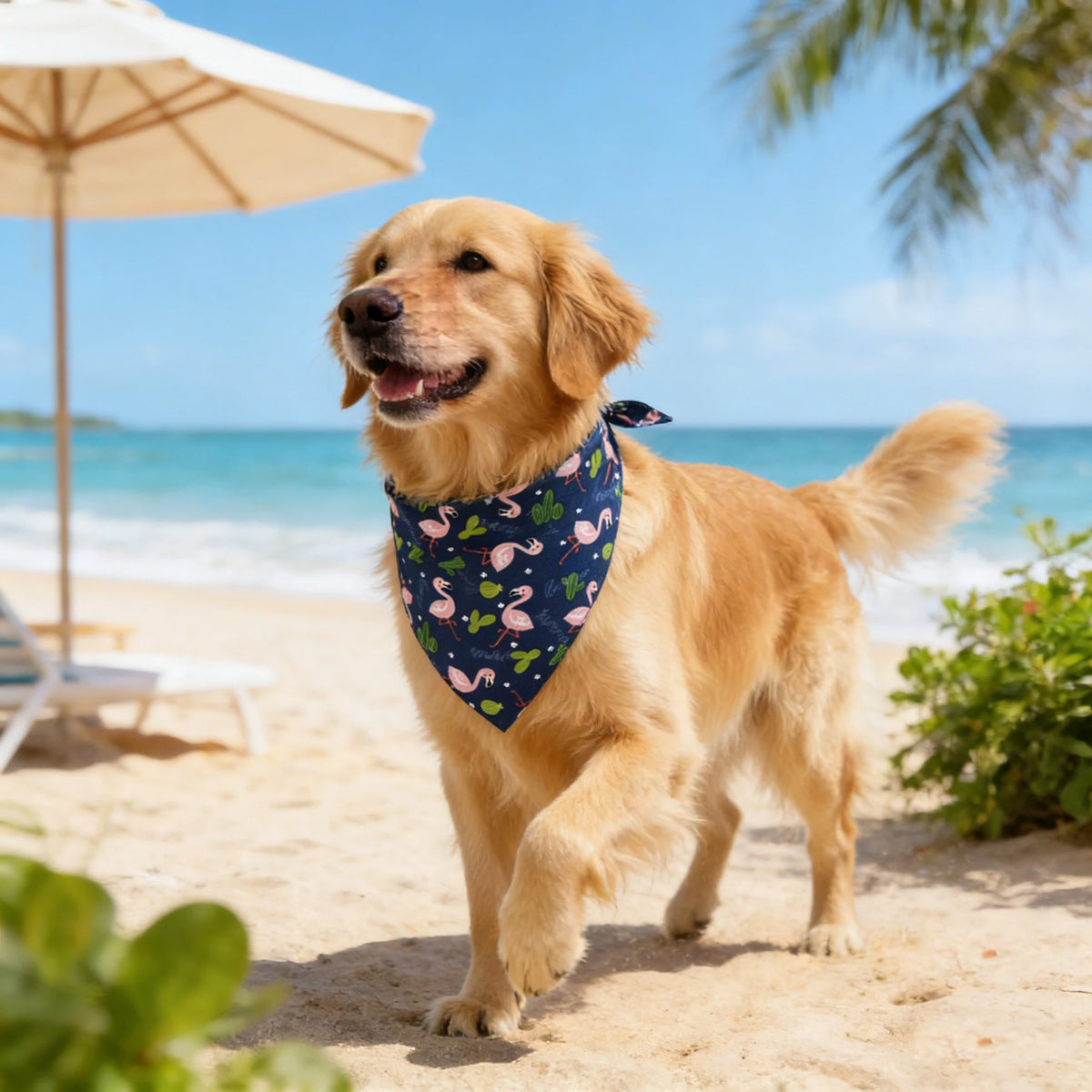 Washable Soft Cloth Fruit Floral Dog Bandana With Adjustable Strap