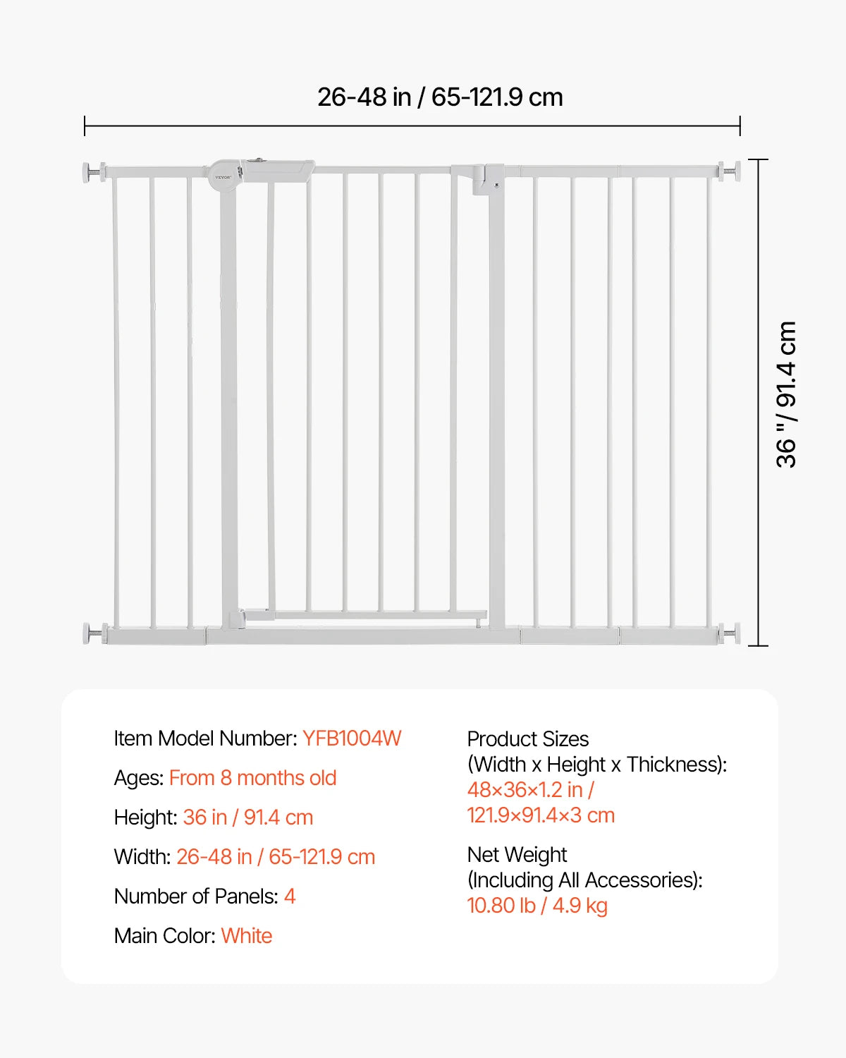 SucceBuy Baby Gate Walk Thru With Pressure Mount Barrier