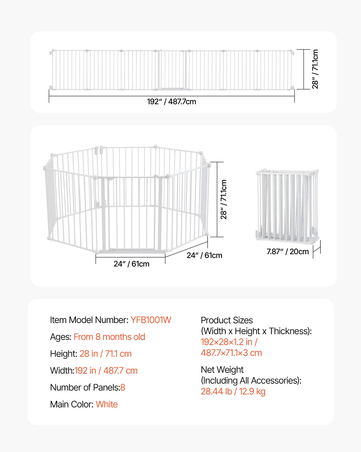 SucceBuy Baby Gate Walk Thru With Pressure Mount Barrier