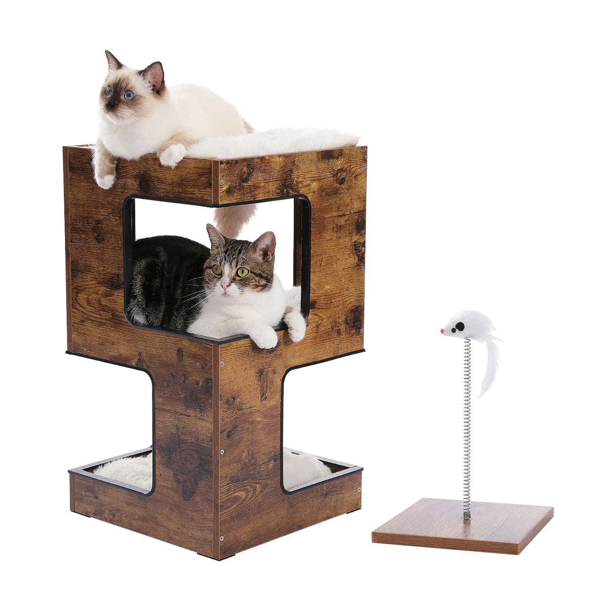PAWZ Road Wooden Cat Condo Tower With Removable Soft Mat