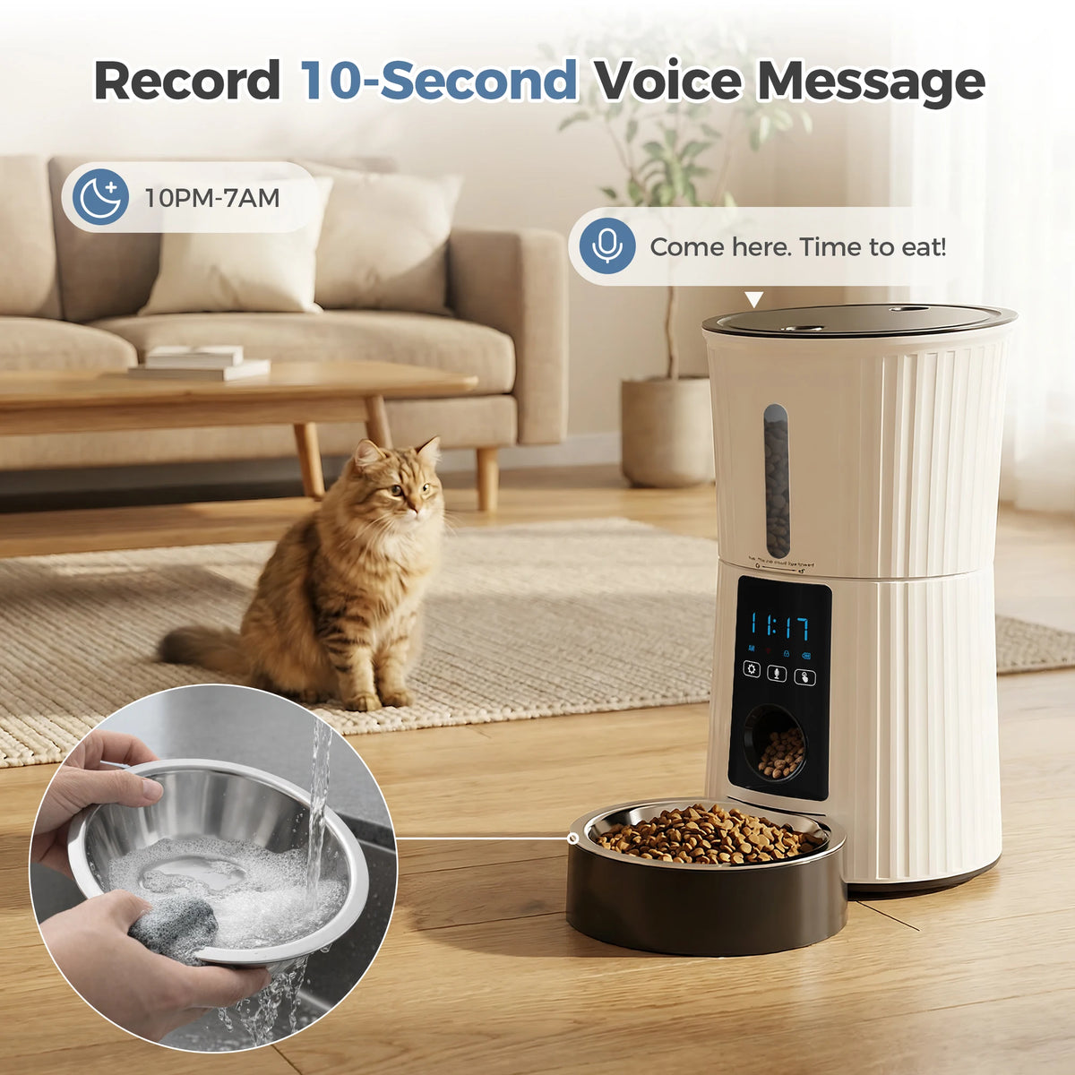 Smart Automatic Cat Feeder With App Control Dual Power Supply