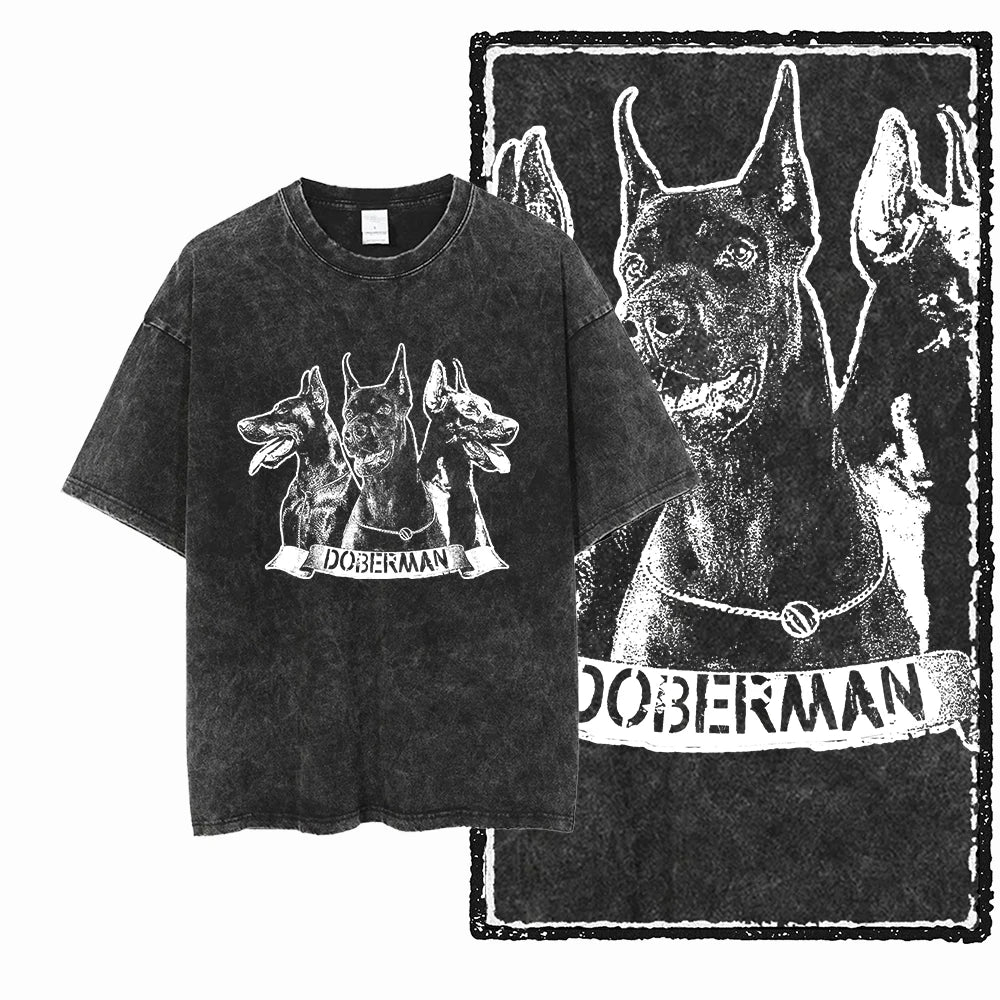The Coolmind Doberman Graphic Printed Cotton Unisex Streetwear T Shirt
