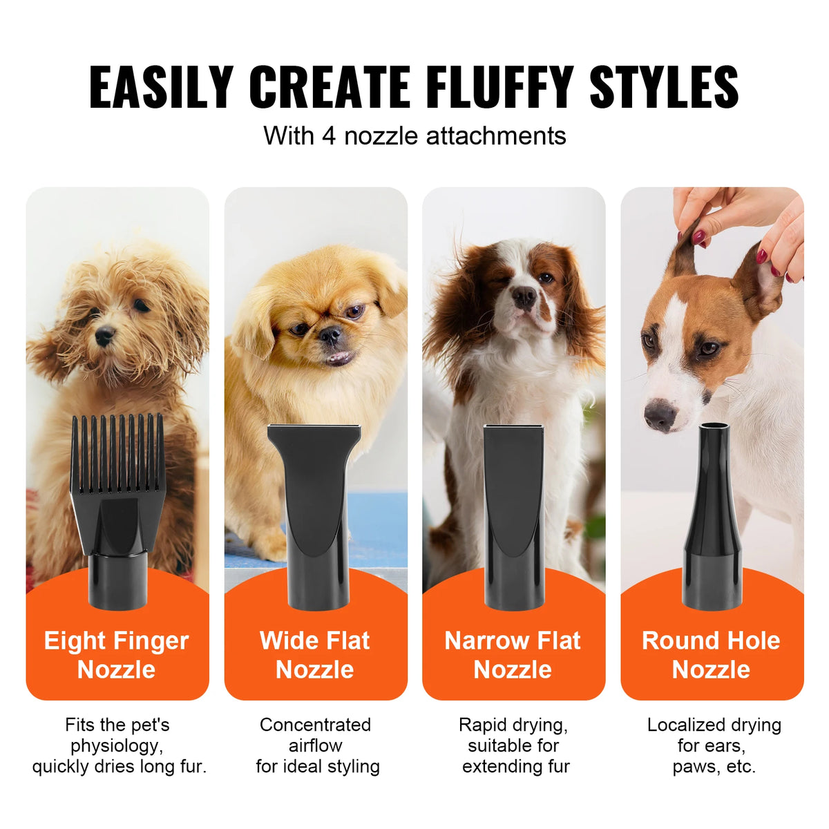 SucceBuy Adjustable Pet Grooming Dryer with 4 Nozzles and Hose