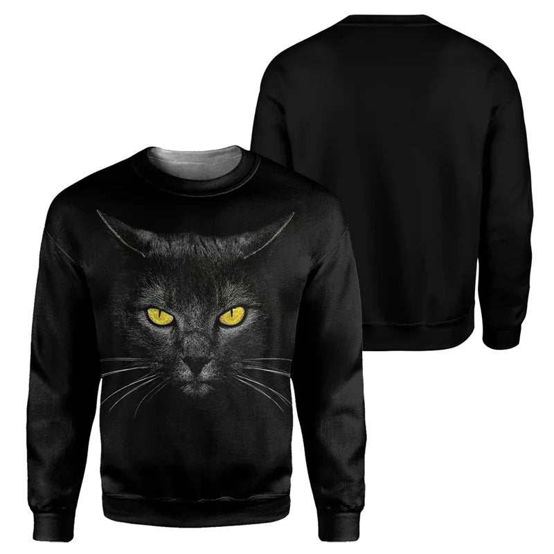 Cute Cat 3D Printed Mens Casual Long Sleeve Sweatshirt