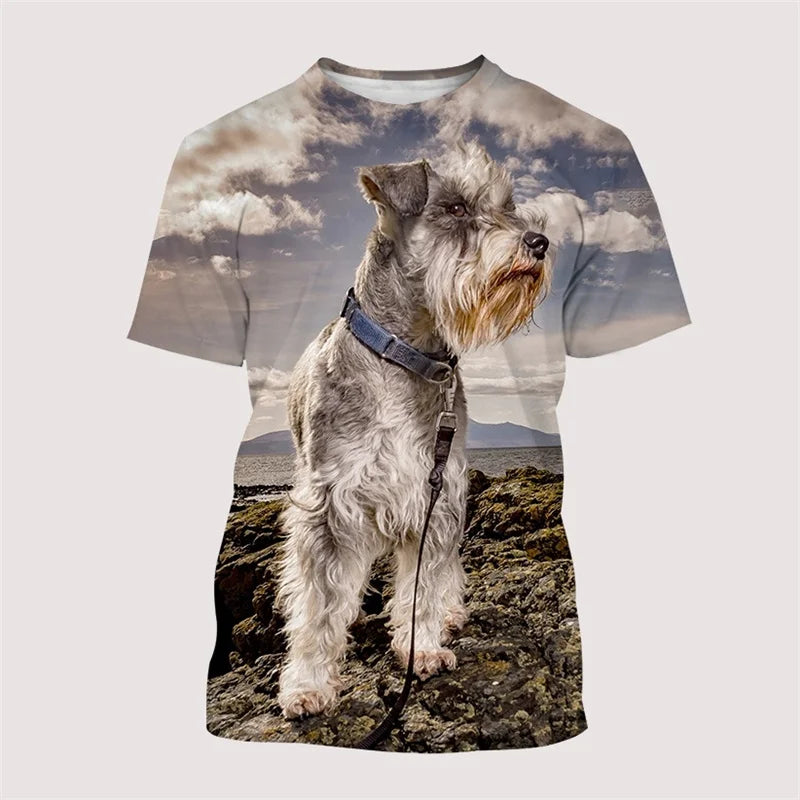 Schnauzer Dog Graphic T Shirt For Men 3D Print Streetwear