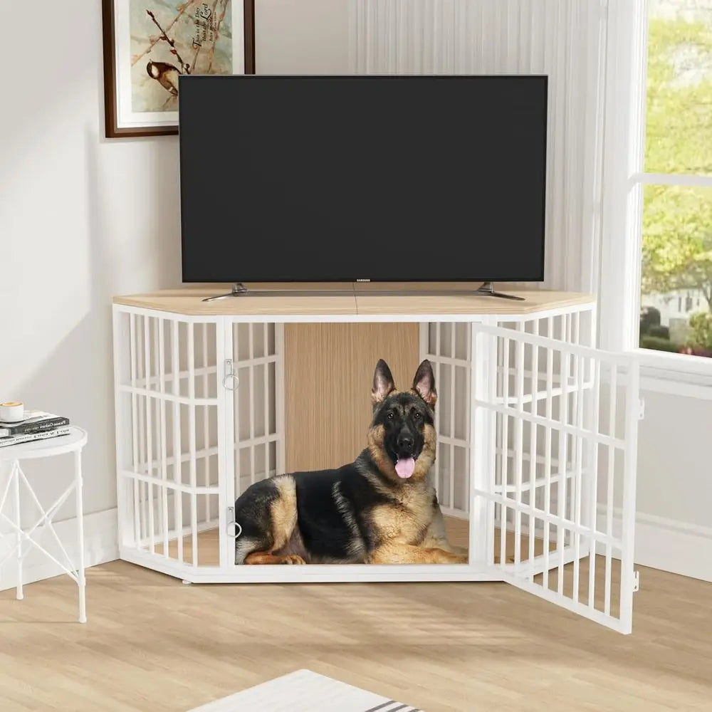 Indoor Dog Kennel Furniture With Sturdy Built In Side Table