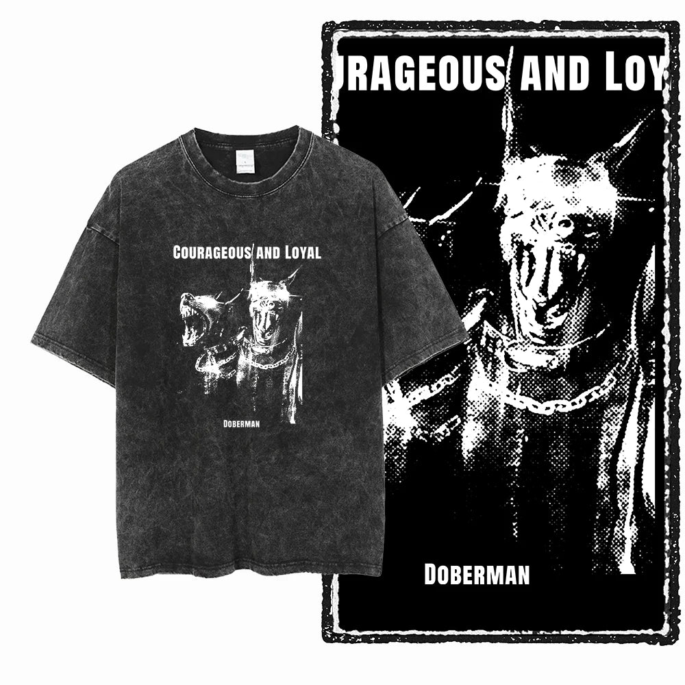 The Coolmind Doberman Graphic Printed Cotton Unisex Streetwear T Shirt