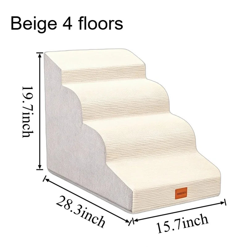 Foam Dog Stairs With Washable Cover For Beds And Sofas