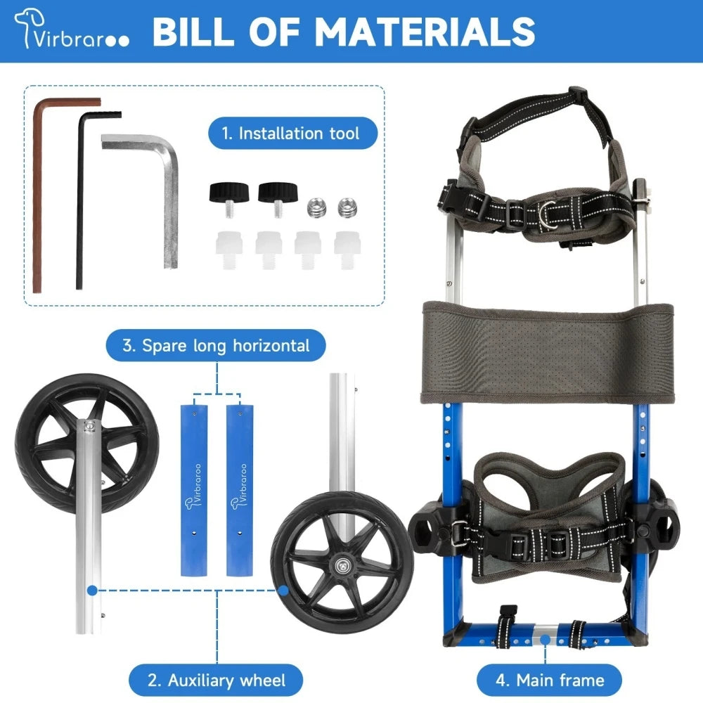 Dog Wheelchair For Back Legs With All Terrain Tires
