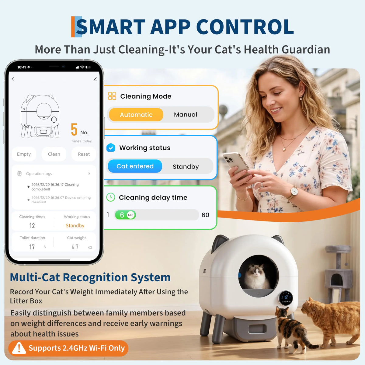 HiMISS App Controlled Automatic Self Cleaning Cat Litter Box