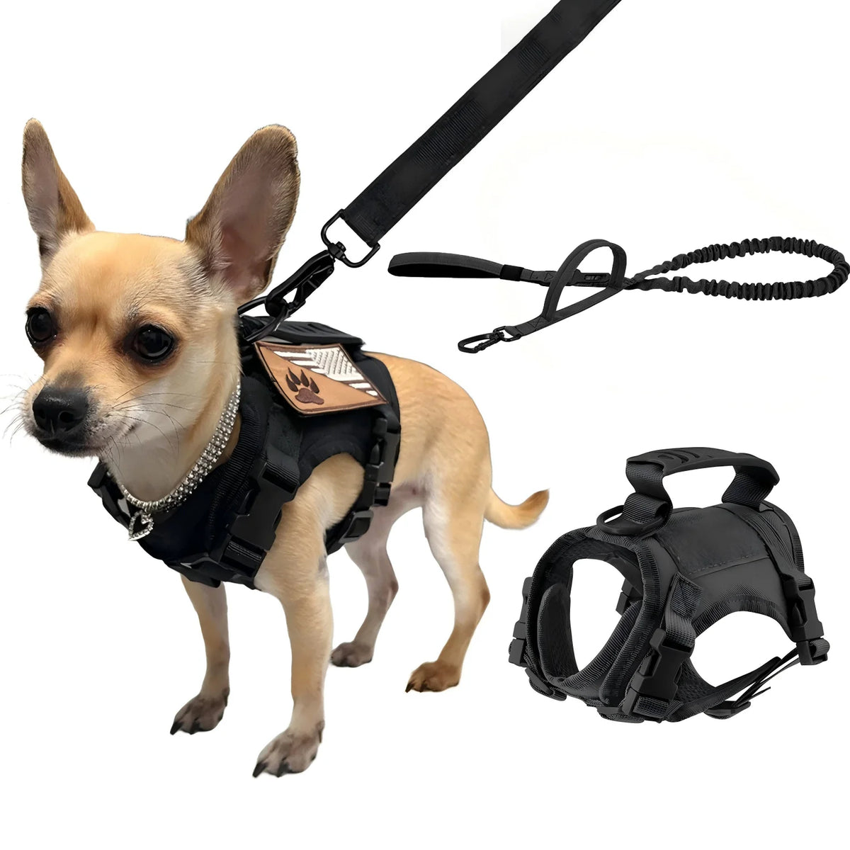 Adjustable Nylon Tactical Pet Harness And Leash Set