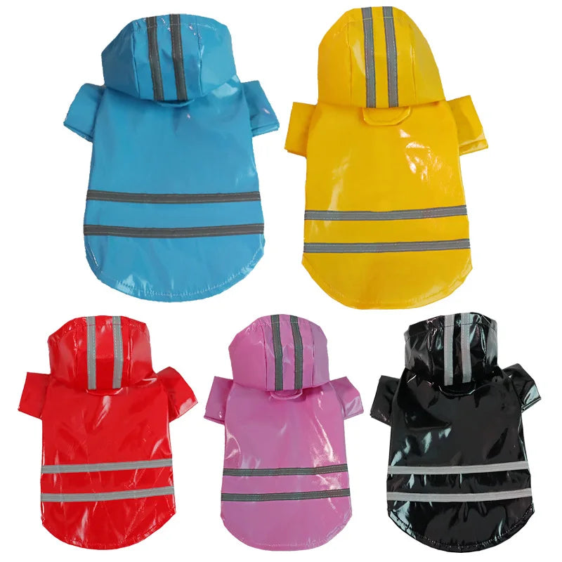 Waterproof Pet Raincoat With Reflective Hood For Small Pets