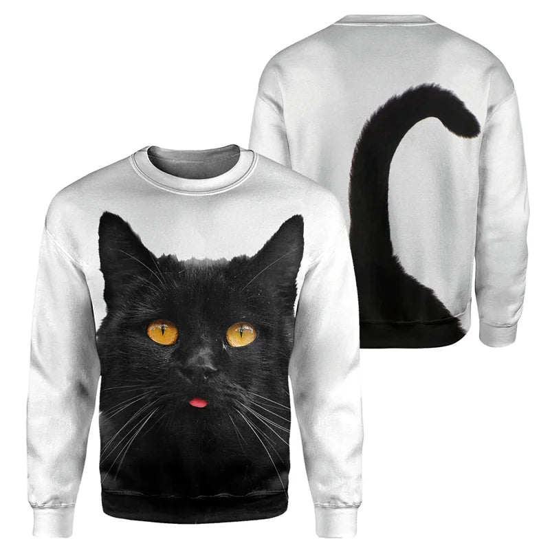 Cute Cat 3D Printed Mens Casual Long Sleeve Sweatshirt