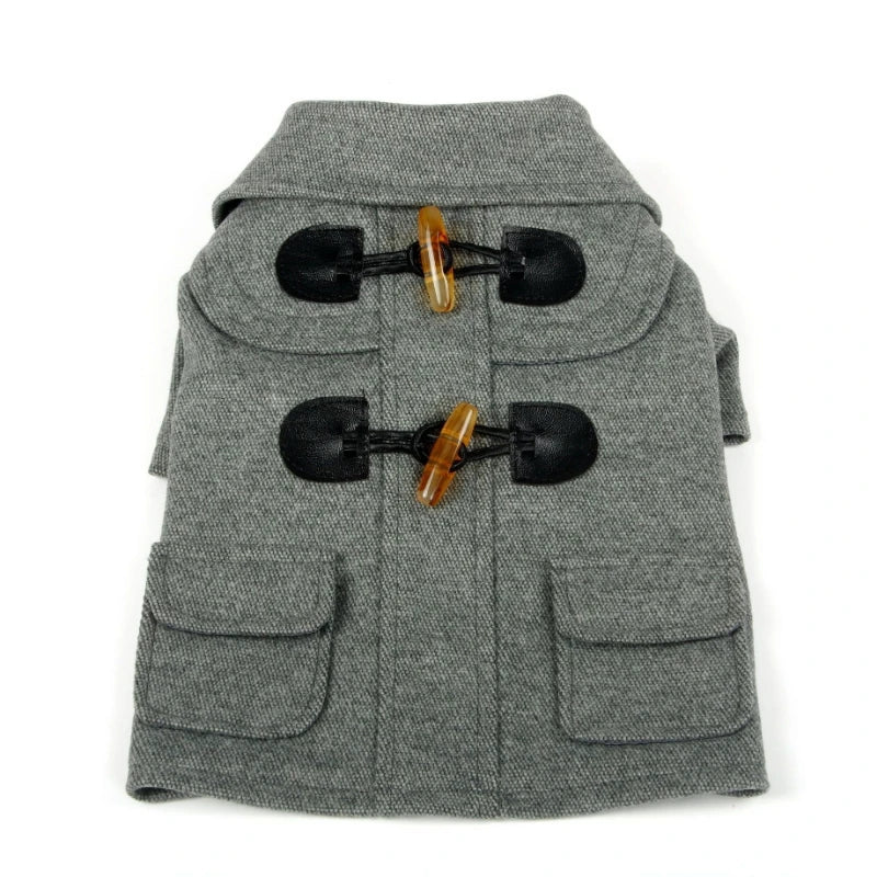 Collared Wool Dog Coat With Rivet Details And Warm Lining