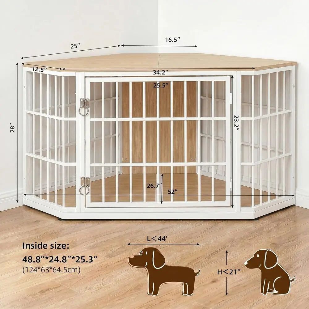 Indoor Dog Kennel Furniture With Sturdy Built In Side Table